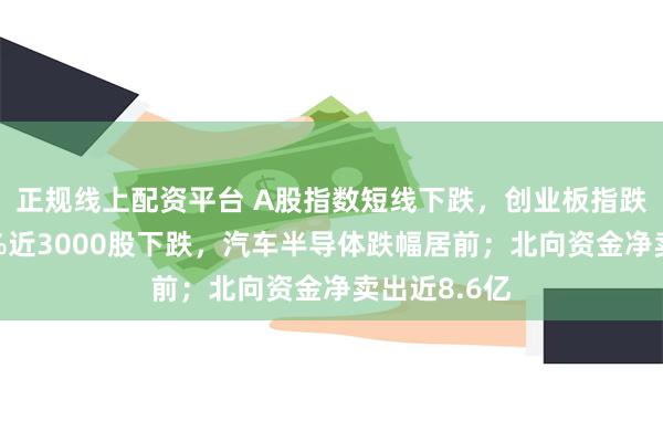 正规线上配资平台 A股指数短线下跌，创业板指跌幅扩大至1%近3000股下跌，汽车半导体跌幅居前；北向资金净卖出近8.6亿