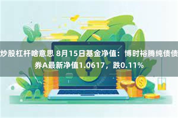 炒股杠杆啥意思 8月15日基金净值：博时裕腾纯债债券A最新净值1.0617，跌0.11%