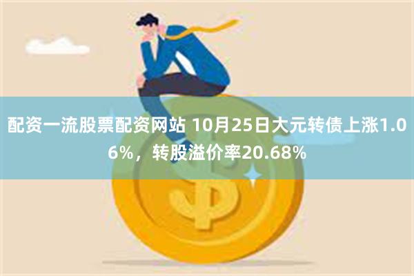 配资一流股票配资网站 10月25日大元转债上涨1.06%，转股溢价率20.68%